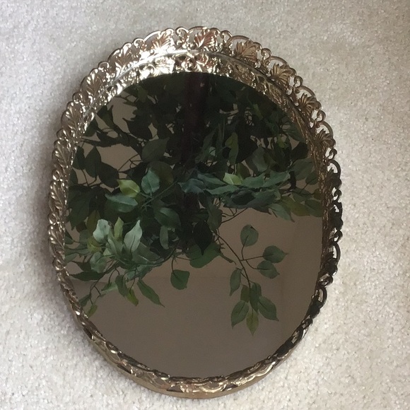 Vintage Gold-toned Mirror Vanity Tray, 13” x 9” - Picture 5 of 10